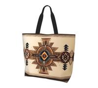 UFhgjjb Borsa a tracolla da donna con stampa di cavalli e rose - Grande borsa tote riutilizzabile, tote tote per lo shopping, accessori per la vita quotidiana, Pittura dei nativi americani, Taglia