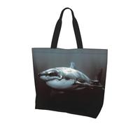 UFhgjjb Borsa a tracolla da donna con stampa di sabbia bianca, grande borsa tote riutilizzabile, tote tote per lo shopping, accessori per la vita quotidiana, Grande squalo bianco., Taglia unica