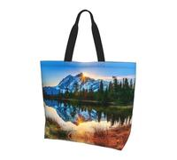 UFhgjjb Borsa a tracolla da donna con stampa di strumenti musicali, grande, riutilizzabile, per lo shopping, accessori per la vita quotidiana, Alba di montagna, Taglia unica