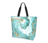 UFhgjjb Borsa a tracolla da donna con stampa fulmini tempesta - Grande borsa tote riutilizzabile, tote tote per lo shopping, accessori per la vita quotidiana, Marmo verde acqua e oro, Taglia unica