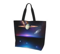 UFhgjjb Borsa a tracolla da donna con stampa fulmini tempesta - Grande borsa tote riutilizzabile, tote tote per lo shopping, accessori per la vita quotidiana, Saturno cosmico, Taglia unica