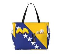 UFhgjjb Borsa grande capacità - Borsa da viaggio con motivo chitarra artistica con tasche multiple per vacanze, campeggio, crociera, Bandiera della Bosnia ed Erzegovina, Taglia unica