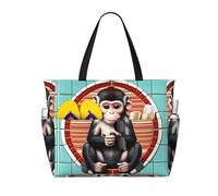 UFhgjjb Borsa grande capacità - Borsa da viaggio con stampa bradipo carina con tasche multiple per vacanze, campeggio, crociera, La scimmia silenziosa, Taglia unica