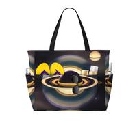 UFhgjjb Borsa grande capacità - Love Flamingo Print Travel Beach Bag con tasche multiple per vacanze, campeggio, crociera, Bella Saturno, Taglia unica
