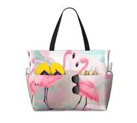 UFhgjjb Borsa grande capacità - Love Flamingo Print Travel Beach Bag con tasche multiple per vacanze, campeggio, crociera, Amore fenicottero, Taglia unica