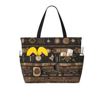 UFhgjjb Borsa grande capacità - Love Flamingo Print Travel Beach Bag con tasche multiple per vacanze, campeggio, crociera, Stile bohémien, Taglia unica