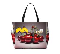 UFhgjjb Borsa grande capacità - Love Flamingo Print Travel Beach Bag con tasche multiple per vacanze, campeggio, crociera, Ciliegie cilene, Taglia unica