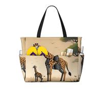UFhgjjb Borsa grande capacità - Love Flamingo Print Travel Beach Bag con tasche multiple per vacanze, campeggio, crociera, Giraffa madre e bambino, Taglia unica