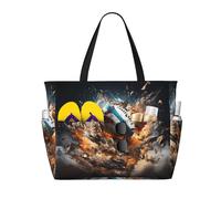 UFhgjjb Borsa tote di grande capacità - Borsa da viaggio con stampa di cucciolo di sigillo in acqua, borsa da spiaggia con tasche multiple per vacanze, campeggio, crociera, Rugby in fiamme, Taglia