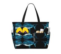 UFhgjjb Borsa tote di grande capacità - nota musicale dorata con stampa stella lucida borsa da viaggio con tasche multiple per vacanze, campeggio, crociera, Squalo blu, Taglia unica