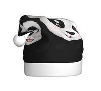 UFhgjjb Cappello di Natale per adulti - Cappello di Babbo Natale festivo unisex panda che guarda il divertente copricapo di Natale, cappello di peluche per feste