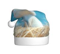 UFhgjjb Cappello di Natale per adulti - Cappello di Babbo Natale unisex con stampa di coniglio che guarda il cielo, cappello di peluche per feste