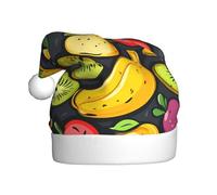 UFhgjjb Cappello di Natale per adulti - Cappello di Babbo Natale unisex con stampa di frutta fusion, cappello di peluche per feste