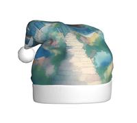 UFhgjjb Cappello di Natale per adulti, cappello di Babbo Natale, unisex, con stampa di giardino dei sogni, cappello di peluche per feste