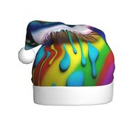 UFhgjjb Cappello di Natale per adulti - Cappello di Babbo Natale unisex con stampa di lacrime colorate, cappello di peluche per feste