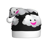 UFhgjjb Cappello di Natale per adulti - Cappello di Babbo Natale unisex rosa rossa bocca sorridente stampa nuvola di Natale, cappello di peluche per feste