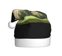 UFhgjjb Cappello di Natale per adulti - Cappello di Babbo Natale unisex verde neve montagna stampa copricapo di Natale, cappello di peluche per feste