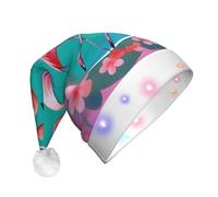 UFhgjjb Cappello natalizio con fenicottero in una ghirlanda con stampa LED, per adulti, cappello di Babbo Natale in peluche, unisex, per Natale, Capodanno
