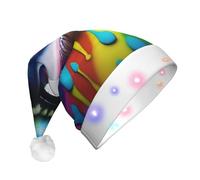 UFhgjjb Cappello natalizio con stampa a LED con lacrime colorate, per adulti, cappello di Babbo Natale in peluche, unisex