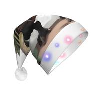UFhgjjb Cappello natalizio con stampa di dinosauri, per adulti, cappello di Babbo Natale in peluche, unisex