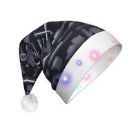 UFhgjjb Cappello natalizio con stampa di macchinari LED per adulti, cappello di Babbo Natale festivo, in peluche, unisex, per Natale, Capodanno