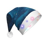 UFhgjjb Cappello natalizio per adulti con stampa a LED "La bellezza sotto il cielo notturno" - Cappello di Babbo Natale in peluche unisex per Natale e Capodanno