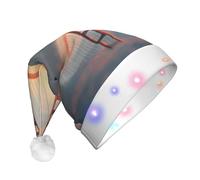 UFhgjjb Cappello natalizio per adulti con stampa a LED, motivo: ponte sotto il tramonto, cappello di Babbo Natale in peluche, unisex