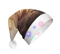 UFhgjjb Cappello natalizio per adulti con stampa luminosa sul livello del mare, cappello di Babbo Natale in peluche, unisex