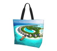 UFhgjjb Dragon King in Fire - Borsa a tracolla da donna, grande, riutilizzabile, per lo shopping, accessori per la vita quotidiana, Paesaggio delle Maldive, Taglia unica