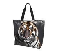 UFhgjjb Dragon King in Fire - Borsa a tracolla da donna, grande, riutilizzabile, per lo shopping, accessori per la vita quotidiana, Tigre a riposo, Taglia unica