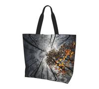 UFhgjjb Dragon King in Fire - Borsa a tracolla da donna, grande, riutilizzabile, per lo shopping, accessori per la vita quotidiana, cielo attraverso l'albero, Taglia unica