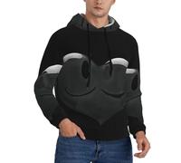 UFhgjjb Felpa con cappuccio da uomo, con stampa emoticon triste amore, con tasca, per uso quotidiano, viaggi, passeggiata, Nero , L