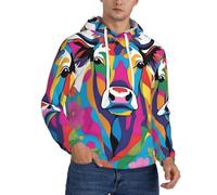 UFhgjjb Felpa con cappuccio da uomo in pile, alla moda, colorata, con stampa di bovini grandi, a maniche lunghe, con cappuccio, abbigliamento streetwear per tutti i giorni, viaggi e tempo libero, Nero