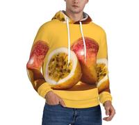 UFhgjjb Felpa con cappuccio da uomo in pile, alla moda, frutto della passione, stampa close-up, maniche lunghe, streetwear per uso quotidiano, viaggi e tempo libero, Nero , M