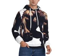 UFhgjjb Felpa con cappuccio in pile da uomo, alla moda, con stampa di un mostro misterioso, a maniche lunghe, con cappuccio, abbigliamento streetwear per tutti i giorni, viaggi e tempo libero, Nero