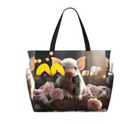 UFhgjjb Grande capacità Tote Bag - Vigili del fuoco che combattono gli incendi stampa borsa da spiaggia da viaggio con tasche multiple per vacanze, campeggio, crociera, Giovane maiale, Taglia unica