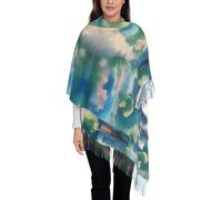 UFhgjjb Have a loving heart Print Tassel Scarf for Fall Winter - Scialle leggero con frange da donna reversibile morbida sciarpa alla moda, Dream Garden, Taglia unica