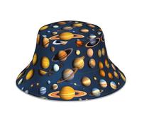 UFhgjjb I Love You Words with Hearts Print Reflective Bucket Hat - Cappello da sole Boonie a tesa larga per viaggi, festival, escursioni, campeggio e attività all'aperto, Pianeti del sistema solare