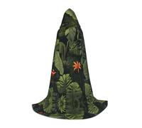 UFhgjjb Mantella con cappuccio per Halloween, unisex, con stampa di fiori tra foglie verdi, per feste, carnevale, mostre di fumetti e molto altro ancora