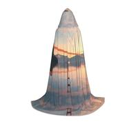 UFhgjjb Mantella con cappuccio per Halloween, unisex, con stampa di ponte sotto il tramonto, per feste, carnevale, mostre di fumetti e altro ancora