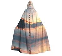 UFhgjjb Mantello con cappuccio per Halloween, per adulti, ponte sotto il tramonto, costume per travestimento, carnevale, mostra fumetti