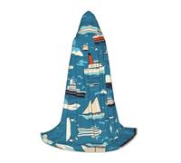 UFhgjjb Mantello con cappuccio per Halloween, unisex, con stampa di trasporto marittimo, per feste, carnevale, mostre di fumetti e altro ancora