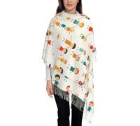 UFhgjjb Sciarpa con nappe stampa panda per autunno inverno - scialle leggero con frange da donna reversibile morbida e alla moda, Amici che ballano felicemente, Taglia unica