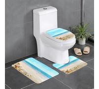 UFhgjjb Set di 3 tappeti da bagno con stampa di conchiglie e sabbia, tappetini da bagno a forma di U, tappetini per toletta, suite principale per bagno