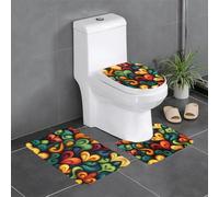 UFhgjjb Set di 3 tappeti da bagno con stampa Love flows again: tappetini per WC a forma di U, tappetini per toletta, set da bagno principale