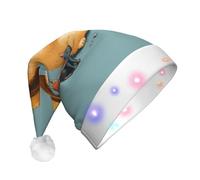 UFhgjjb Simpatico cappello di Natale con gatto e topo con immagine armoniosa con stampa LED per adulti - Cappello di Babbo Natale festivo, cappello di peluche unisex per le vacanze per Natale