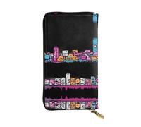 UFhgjjb un tocco di portafoglio in pelle con stampa viola - Pochette leggera bifold, scomparti multipli per carte e tasca portamonete con cerniera, Muro Graffiti, Taglia unica