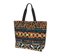 UFhgjjb Wolf Under Moon - Borsa a tracolla da donna con stampa, grande, riutilizzabile, per lo shopping, accessori per la vita quotidiana, Struttura etnica tribale africana, Taglia unica