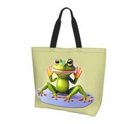 UFhgjjb Wolf Under Moon - Borsa a tracolla da donna con stampa, grande, riutilizzabile, per lo shopping, accessori per la vita quotidiana, La rana divertente che fa yoga, Taglia unica