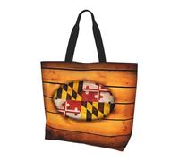 UFhgjjb Wolf Under Moon - Borsa a tracolla da donna con stampa, grande, riutilizzabile, per lo shopping, accessori per la vita quotidiana, Bandiera Maryland, Taglia unica